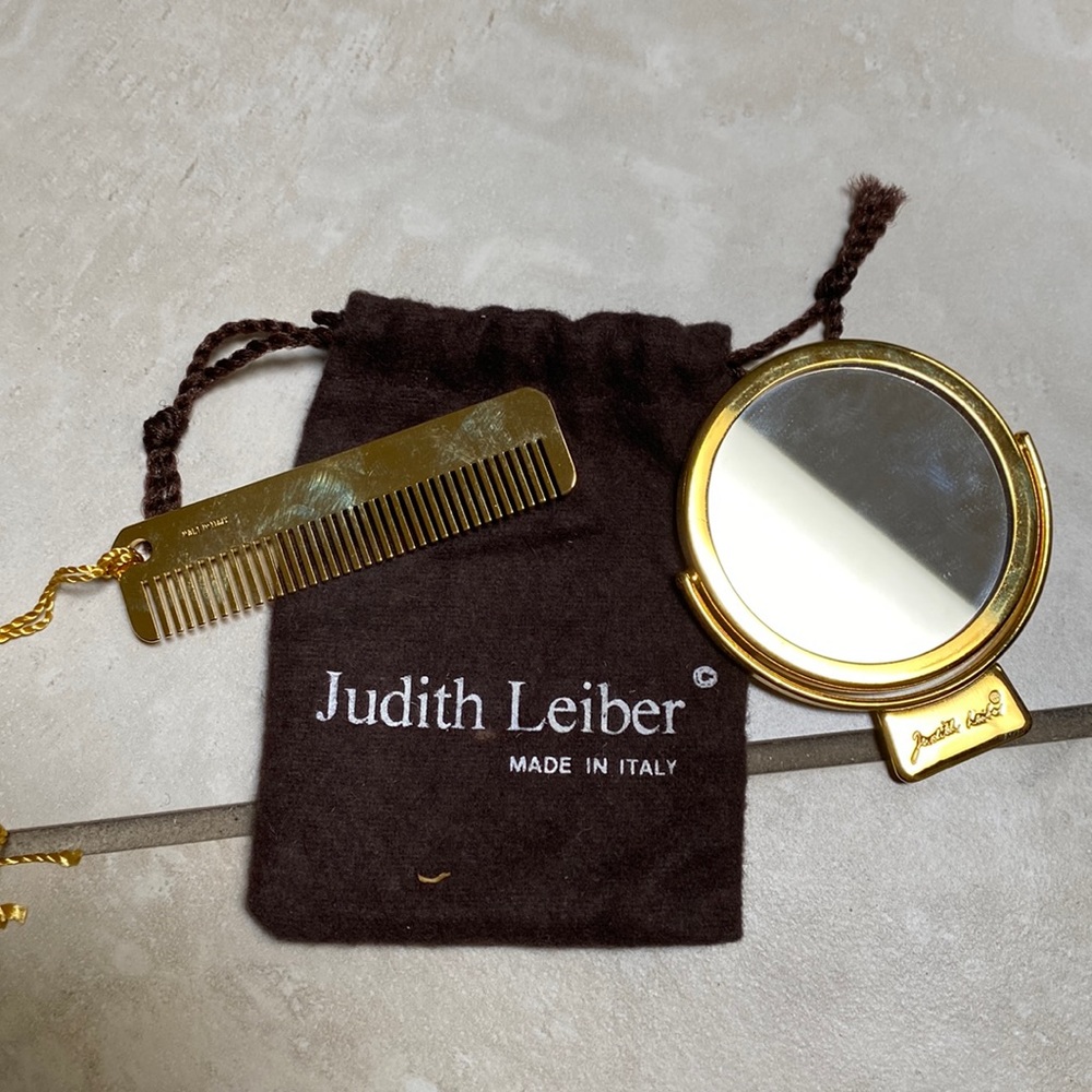 Judith Leiber double sided purse mirror and comb